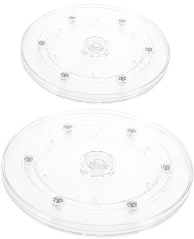 MUCKLILY 2Pcs Transparent Plastic Turntable Display Stand Rotating Turntable for Easy Use and Cleaning and Practical Design for Showcasing Items