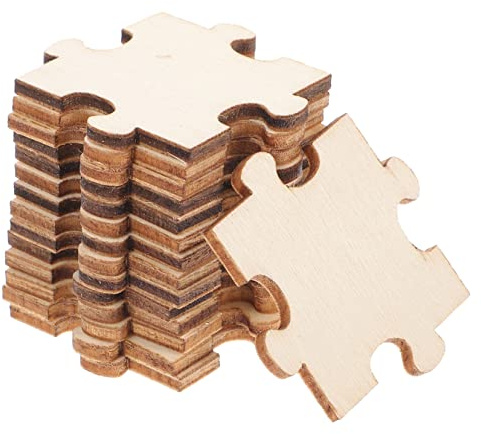 Toyvian 100pcs Wooden Puzzle Pieces DIY Unfinished Blank Puzzle Craft Set for Kids and Adults Creative Art Projects Educational Toys