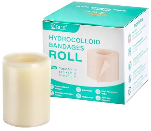 Hydrokolloid Pflaster Rolle 5cmx2m, Selbstklebender Hydrocolloid Roll