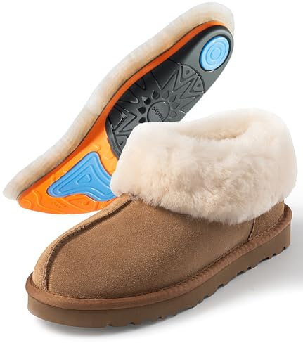 Mel&Syd Sheepskin Moccasin Slippers Women: Removable Arch Support Insole