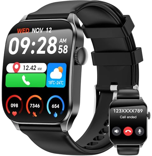 Haulvean Smartwatch Herren Damen, 1,91''HD-rundum gekrümmter Bildschirm, Fitness-Uhr mit Herzraten- und Schlafmonitor, über 120 Sportaktivitäts-Tracker, Smartwatch IP67 für Android und iOS