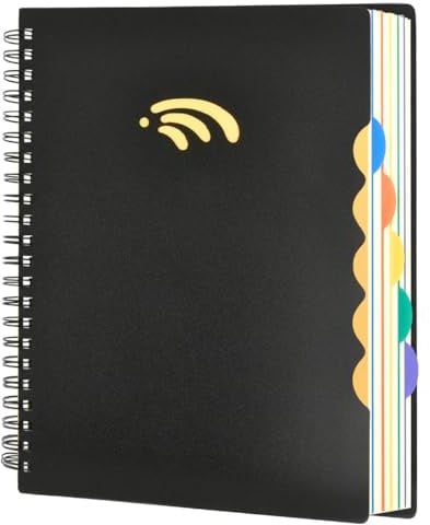 MOPLA Notizbuch mit Register, Notizbuch Din A4 Liniert Hardcover, Spirale Notizblock mit Trennblätter A4 für Arbeit Office Schule College Essentials, Schwarz, 29.5x 21 cm