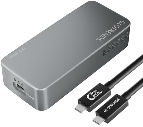 GLOTRENDS EM6001 80Gbps M.2 NVMe SSD Enclosure, Compatible with Thunderbolt 5/4/3/USB4, Up to 7,000 MB/s with PCIe 4.0 x4 Bus, Support 8TB SSD, JHL9480 B2 Controller