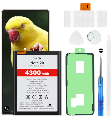 Beefix Akku für Samsung Galaxy Note 20 (N980F/N981B), 4300mAh Hochkapazitäts-Ersatzakku für Galaxy Note 20 5G (EB-BN980ABY) mit professionellen Reparaturwerkzeugen