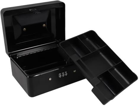 FUNOMOCYA Petit Coffre-fort Noir en Acier Laminé à Froid, Verrouillable et Portable, pour Bureaux et Commerces, avec Tirelire avec Clé, Grosse Capacité