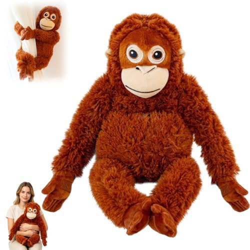 Monkey Plüschtier 66 cm Orang-Utan Affe aus Plüschmaterial Waschbar Weich | Als Geschenk Ideal Für Fans & Tierliebhaber für Erwachsene ab 15 Jahren