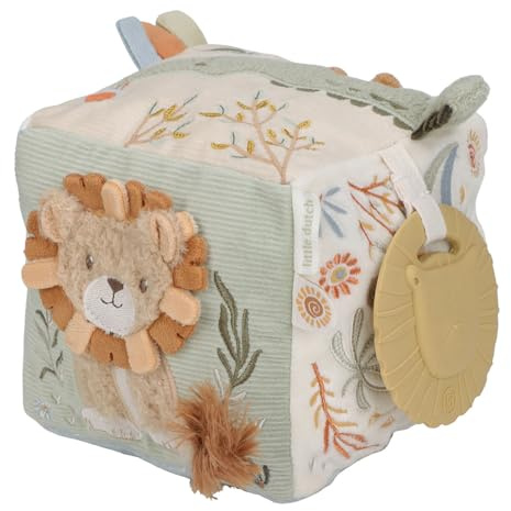 Little Dutch Activity Fühlwürfel Safari Friends Stoff-Würfel Spielwürfel Aktivitätswürfel für Babys ab der Geburt Unisex grün