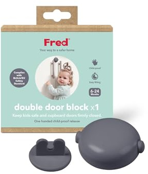 Fred Home Safety Double Door Block, Secure Cabinets and Cupboards (Dark Grey)