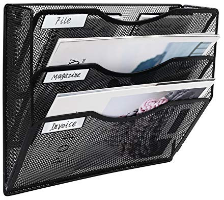 EasyPAG Zeitschriftenhalter aus Metall zum Aufhängen an der Wand 3 Tier schwarz