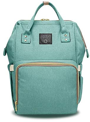 SONARIN Baby Wickelrucksack, Wickeltasche, Multi-Funktions-Reise-Rucksack-Organizer mit Flasche isoliert Taschen,Wasserdicht, Große Kapazität, Stilvoll und Langlebig, Ideal Geschenk(Grün)