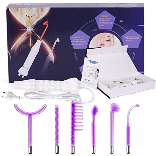 Macchina per il viso ad alta frequenza Macchina portatile per la terapia della pelle con tubo di vetro con bacchetta per elettrodi portatile con 6 bacchette di argon