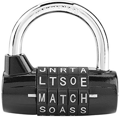 Gimnasio Locker Lock, Bloqueo de palabras de 5 letras, Candado con combinación de candado de seguridad Cerradura con contraseña de seguridad, 1 paquete(Black)