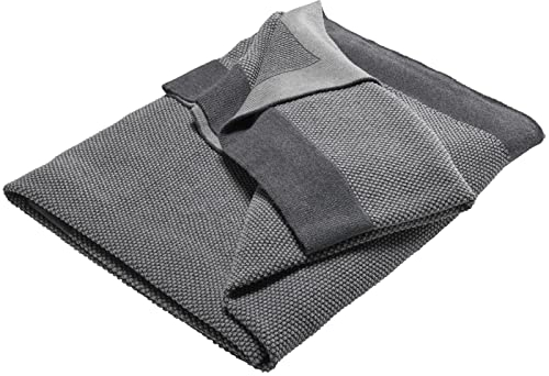 Bio Kuscheldecke für Erwachsene 100% Bio-Baumwolle (kbA) GOTS zertifiziert, Dunkelgrau Melange, 150 x 200 cm