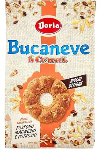 Doria - Bucaneve 6 Cereali, Biscotti Ricchi di Fibre - Ideali per la tua Colazione o Spuntino - Confezione da 300 gr