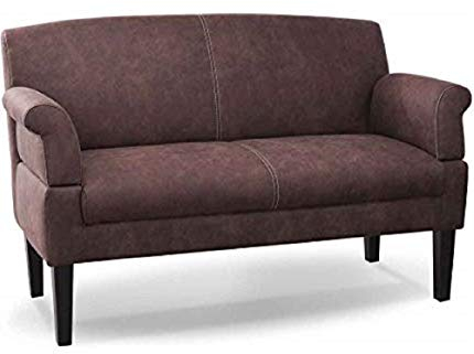 CAVADORE 2-Sitzer Küchensofa Malm, Sitzbank für Küche oder Esszimmer in Lederoptik, Inkl. Armteilverstellung, Federkern und moderner Kontrastnaht, 152 x 97 x 78, Mikrofaser: braun