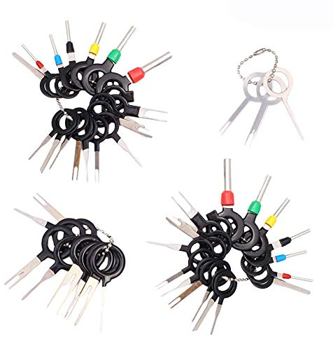 59stk Entriegelungswerkzeug Pin, Kfz Kabel Stecker Ausbau Werkzeug Terminal Steckverbindung Demontage Entriegelungswerkzeug für Flach und Rundsteckkontakte Like-minded[2 sets]