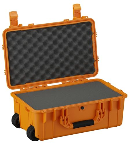 Condition 1 22 Large Rolling Lockable Hard Storage Case with Foam, Model 300, Waterproof Protective Box for Camera, Tactical, Scientific Gear, Made in USA, 21.84x13.82x9 Orange