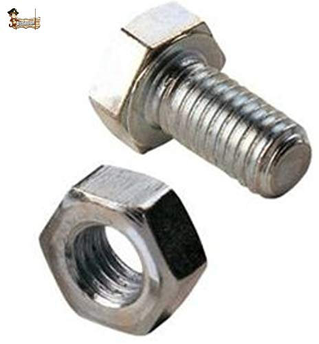 BricoLoco 50 UNDS. Tornillo estantería con tuerca hexagonal métrica 8. Para estantería metálica ángulo ranurado. Largo 16 mm. M8. Zincado. Rosca completa. Tornillo DIN 933. Tuerca DIN 934.