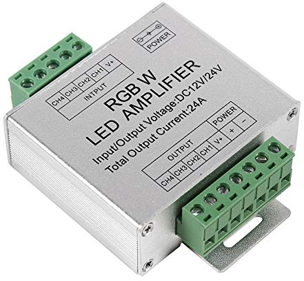 GOTOTOP LED-Verstärker Rgbw Signal 4-Kanal-Ausgangsschaltung Aluminium-Shell-LED-Streifenregler (3,2 × 2,6 × 1,0 Zoll)