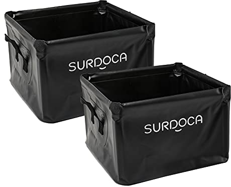 SURDOCA Multifunktionale Faltbare Aufbewahrungsbox Kofferraum Organizer, Vollständig Wasserdicht, Faltbox, Kofferraumtasche, 18 Liter, Schwarz 2 Stück