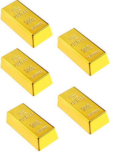 Amosfun 5 Stück Gefälschte Gold Ziegel Kunststoff Goldbarren Goldbarren Dekorative Stütze Bühne Piraten Party Neuheit Geschenke