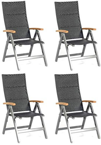 Sonnenpartner 4er-Set Klappsessel Sierra Aluminium mit Textilen anthrazit Klapp-Sessel Klappstuhl