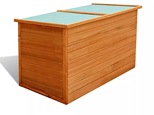 TEWTX7 Garten Kissenbox mit Wasserdichtes Dach, Kissenbox, Gartenmöbel, Garten-Aufbewahrungsbox aus Holz, Aufbewahrungsbox für Terrasse und Balkon, Sperrholz 126 x 72 x 72 cm