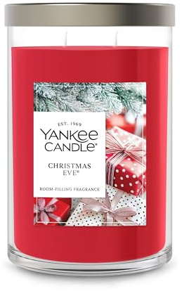 Yankee Candle Large Tumbler Scented Candle with up to 80 Hour Burn Time, Premium Plant Wax Blend for Consistent Burn, 20 oz Tumbler Candle with Room Filling Fragrance, Christmas Eve