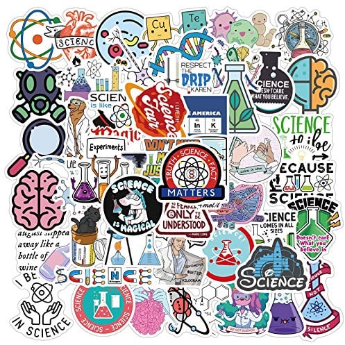50Pcs Funny Science Laboratory Stickers Laptop Water Bottles Phone Skateboard Car Computer Bicycle Motorcycle Chemistry Lab Stickers Vinyl Waterproof Stickers Pack for Teens Kids Adults Children