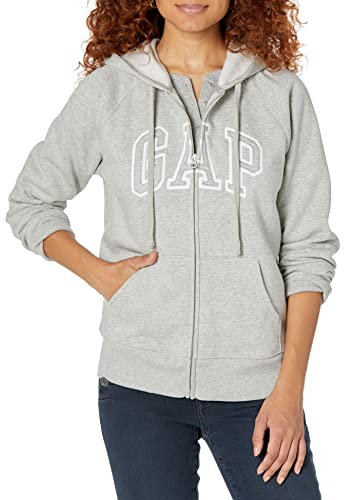 GAP Sweatshirt mit Kapuze und durchgehendem Reißverschluss mit Logo für Damen, grau (Light Heather Grey), 36