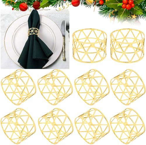 Serviettenringe 10 Stück Silber/Gold - Tischdeko Für Weihnachten Und Hochzeitsfeier - Hollow Out Metall Serviettenring Für Tischdekoration