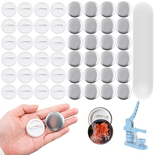 100 Stück 37mm Leere Schaltfläche Abzeichen Button Pin Brosche Verschlüsse Runde Abzeichen Knopfteile einschließlich Metallschalen-hinterer Abdeckung und klarer Film DIY Bastelbedarf
