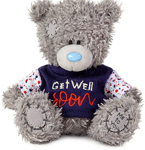Me to You Tatty Teddy Get Well Soon, Plüschbär, offizielle Kollektion, 10 cm, Grau, Weiß, Blau, 30