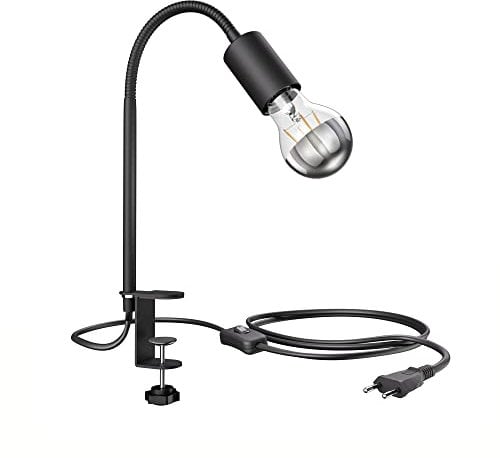ledscom.de Klemmleuchte LELE mit Schwanenhals, schwarz + E27 LED Lampe 486lm, Smart Home, warmweiß - kaltweiß