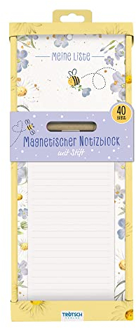 Trötsch Notizblock mit Stift und Magnet Bienchen: Notizblock Geschenk Geschenkidee Erinnerung Merkzettel