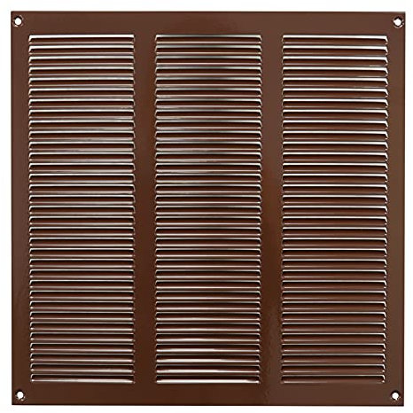 300x300mm Braun Lüftungsgitter mit Insektenschutz - Metall Abluftgitter - Abluft Zuluft Gitter