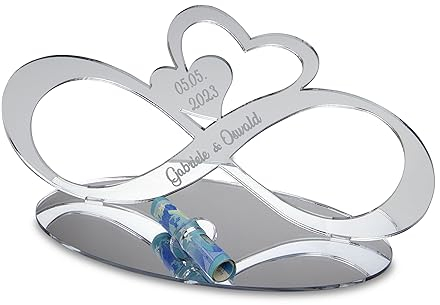 Geldgeschenk Silberhochzeit große Endlosschleife - 25cm - optional mit Wunschnamen und Datum personalisiert