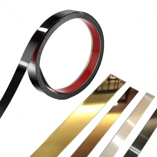 WZERHO Flexible Zierleiste Selbstklebend Wandleisten Selbstklebend Zierleisten,Spiegelstreifen für Wand,Spiegel,Möbeldekor Schwarz 8M×2cm