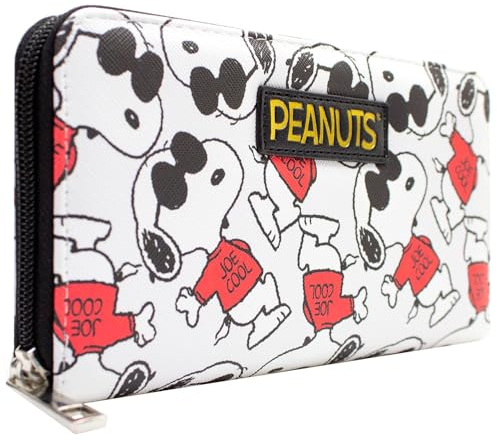 Joe Cool Peanuts Snoopy Charlie Brown Portemonnaie Clutch Münzfach & Kartenhalter, Weiß