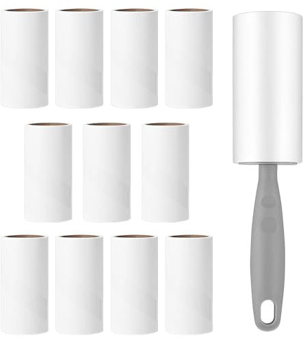 Lot de 11 Rouleaux +1 Poignée Rouleau Adhesif Vetement Rouleau Poils pour Les Poils d'animaux,Les Cheveux et Les VêtementsAnimaux
