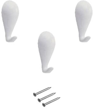 bricoleva.it Ganci a Goccia per Quadri in zama con Chiodi - Dimensioni mm 27 x 14 - Confezione da 3 pezzi - Ganci per Appendere Quadri al Muro - Bianco