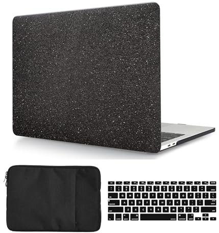 Funda Compatible con MacBook Pro 14 Pulgadas 2021/2023 M1/M2/M3 Versión Modelo A2442 A2779 A2918 A2992 con Touch ID, Carcasa Protectora de Piel Lisa de Colores & Cubierta de Teclado & Bolsa, Negro