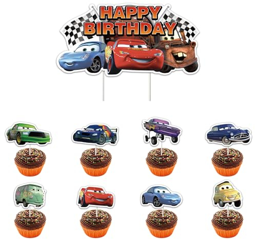 Tortendeko Auto, 49 Stück Car Kuchen Dekorieren, Cake Topper Auto Cupcake Topper Deko Kuchendeckel Geburtstagskuchenaufsätze, Torten Deko für Jungs, Tortendeko Kindergeburtstag