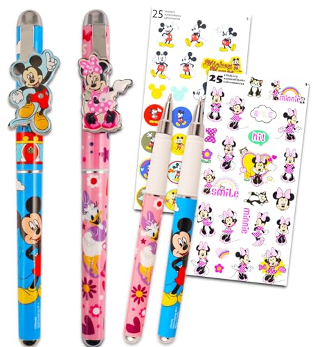 Disney Mickey und Minnie Mouse Bürobedarf Stifte-Set für Erwachsene – Mickey und Minnie Metallclip Stifte & mehr | Mickey Mouse Schreibtischzubehör für Jungen und Mädchen