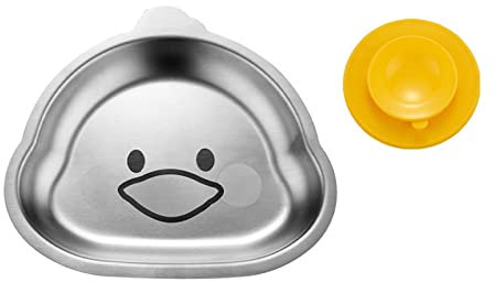 SELiLe Edelstahl-Material Kinderteller Kantinen Abendessen Tabletts Kinder Lebensmittel Teller Cartoon Tierform für Erwachsene Kinder Edelstahl Kinderteller