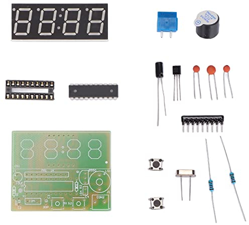 Walfront 4-stellige Digitaluhr-Bausätze, Elektronische Uhr, Bausatz, Elektronische Lötuhren, Bausatz mit Sekundenkorrekturfunktion für Schulen