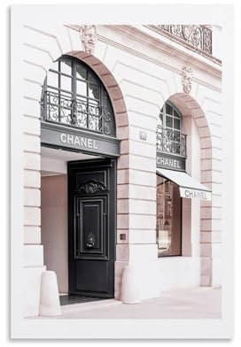 MDCRADI Pink Chanel Shop Poster, Wohnzimmer-Dekor, moderne ästhetische Wandkunst, Poster, Geschenk für Freunde, ungerahmt, 20 x 30 cm