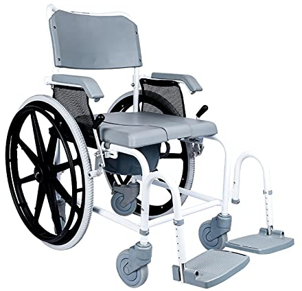 CCYENG 3-in-1-Dusch-/Toilettenrollstuhl, Nachttisch-Toilettenstuhl, robuster mobiler Duschstuhl, Toiletten-/Toilettenrollstuhl mit Rädern, Toiletten-/Duschrollstuhl fü