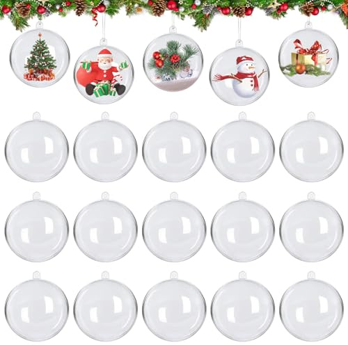20 Stück Weihnachtskugeln Kunststoff, Weihnachtskugeln zum Befüllen
