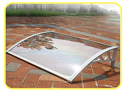 Fenstermarkise, Abdeckung für Außentür, Tür, Terrasse, Polycarbonat, Sonnenschutz, Regen, Sonnenlicht, Schneeschutz, Größenanpassung, transparent, 60 x 240 cm